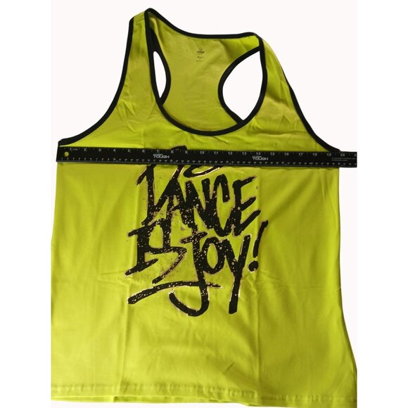 Zumba Dance Instructor Racerback Tank Top Neon Green Black XXL Dance Joy New - Picture 12 of 13